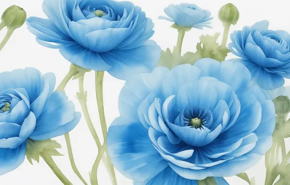 Flower, flowers, blue, green, green, tenderness, figure, plant