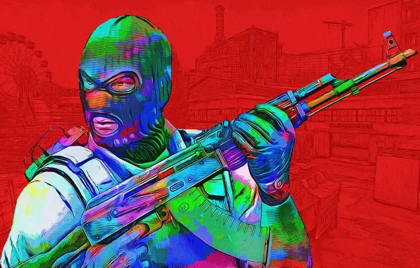 Weapons, color, man, mask, bright, Counter-Strike: Global Offensive
