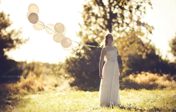 Girl, background, balls