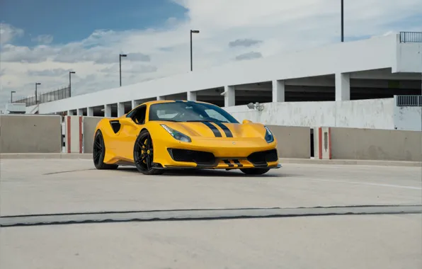 Ferrari, Black, Yellow, 488 Pista