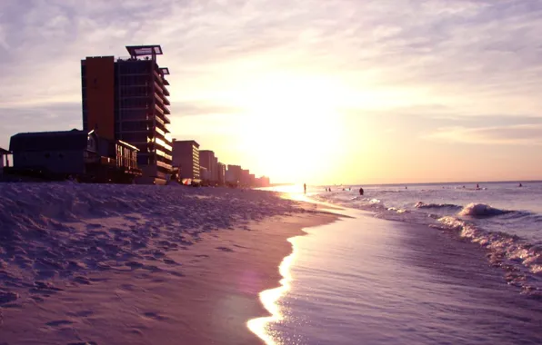 Picture beach, sunset, the city, the ocean, the evening, Panama