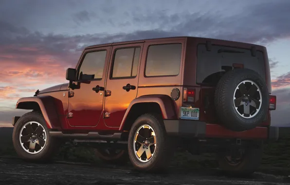 Sunset, The sky, Wheel, Machine, Jeep, Jeep, Unlimited, Wranger