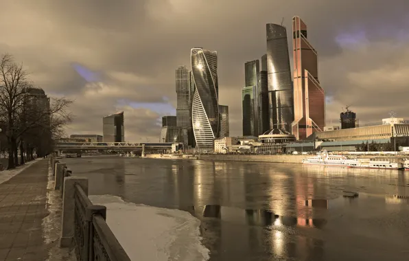 River, Bridge, Moscow, Building, Russia, Russia, Bridge, Moscow-City