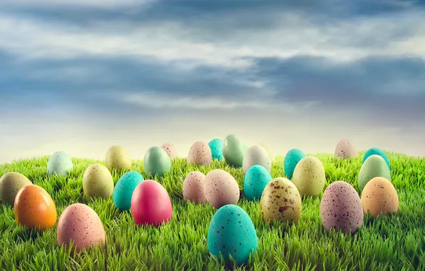 Flowers, eggs, spring, colorful, Easter, happy, flowers, spring