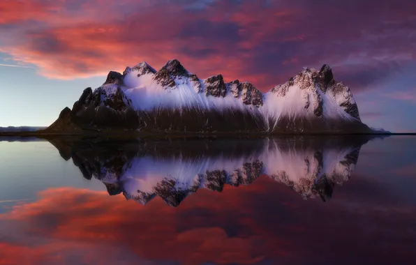 Picture sea, sunset, mountains, otrozhenie