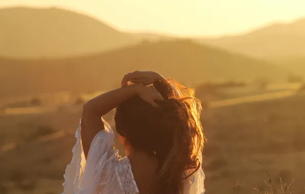 Girl, hair, hands, curls