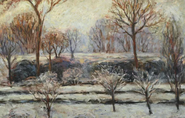Picture snow, trees, picture, impressionism, Winter Landscape, Blanche Monet, Blanche Hoschede-Monet