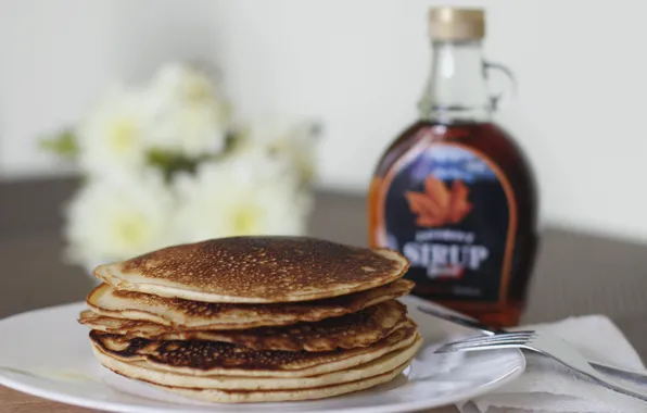 Food, pancakes, syrup