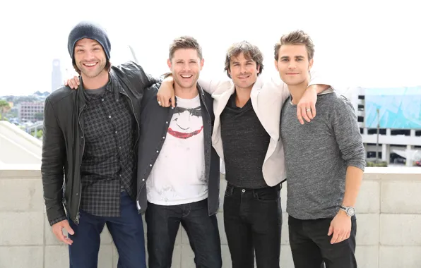 Smile, men, beautiful, Jensen Ackles, Ian Somerhalder, Ian Somerhalder, Paul Wesley, Paul Wesley