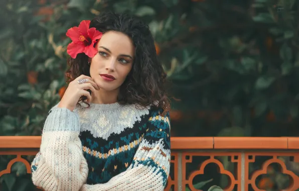 Flower, makeup, sponge, sweater, Isabel Corpas