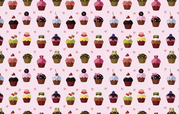 Picture texture, hearts, sweets, cupcakes, cake, sweet background, snacks