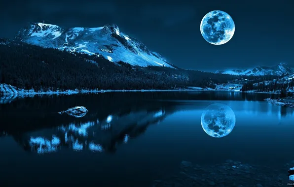 Picture space, landscape, the moon