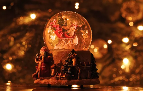 Picture christmas, reindeer, santa claus, snow globe, sleigh