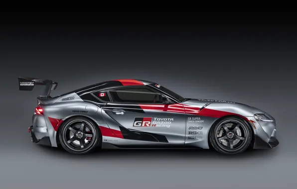Grey, background, coupe, Toyota, side view, 2020, GR Supra Track Concept