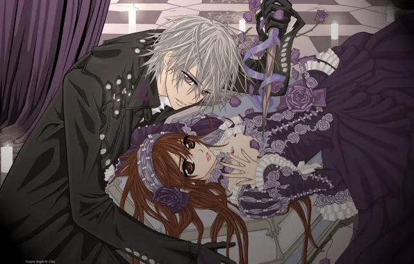 Picture roses, candles, gloves, corset, the coffin, art, vampire knight, yuuki cross