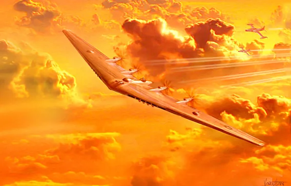 Flight, bomber, Northrop, experimental, flying wing, XB-35
