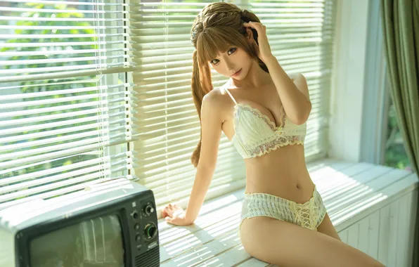 Pose, model, underwear, Asian, beauty, gesture, cutie, model