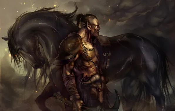 Picture horse, black, Orc