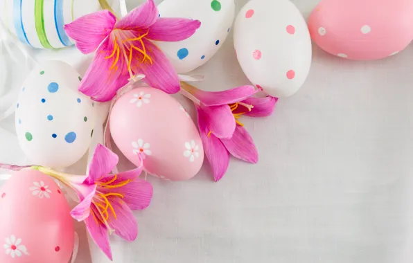 Picture flowers, Easter, pink, flowers, spring, Easter, eggs, decoration