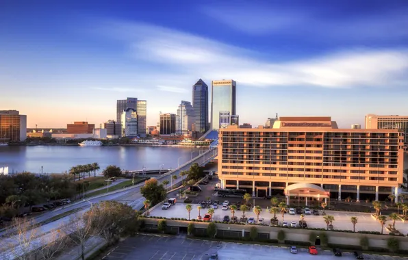The city, building, FL, USA, architecture, Jacksonville, Jacksonville, St. Johns River