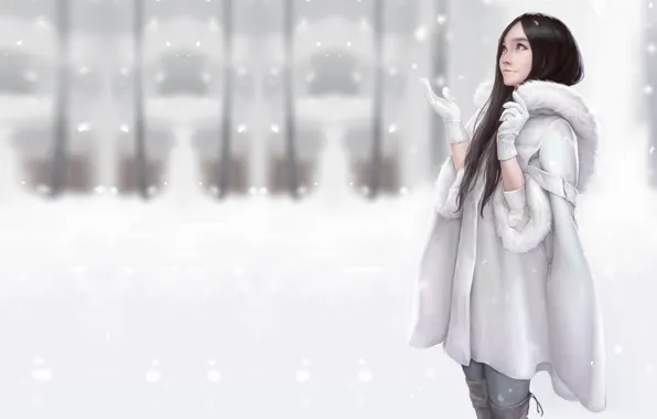 Winter, snow, mood, art, coat, Maou Renjishi