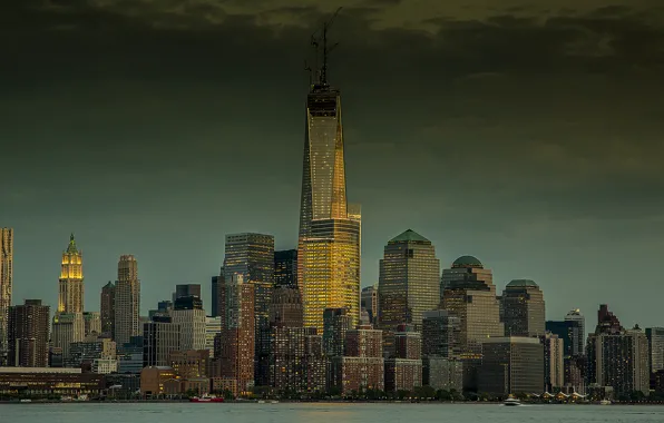 The city, view, New York, skyscrapers, the evening, panorama, USA, Manhattan