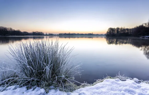 Winter, snow, lake