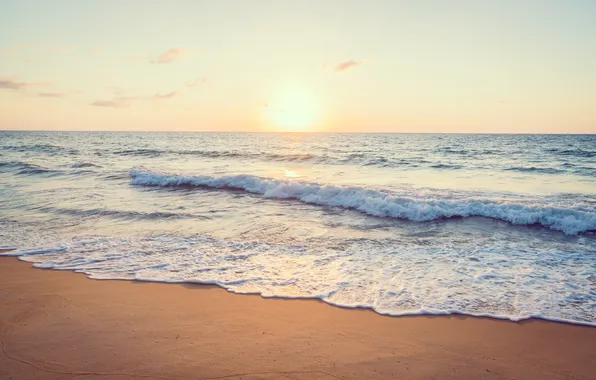 Sand, sea, wave, beach, summer, the sky, clouds, shore