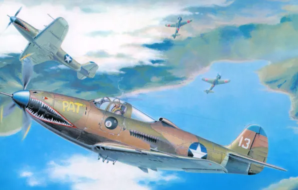 Wallpaper figure, fighter, Bell, Airacobra, P-39, Cobra for mobile and ...