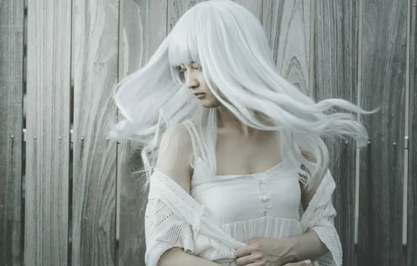 Picture the fence, white hair, East