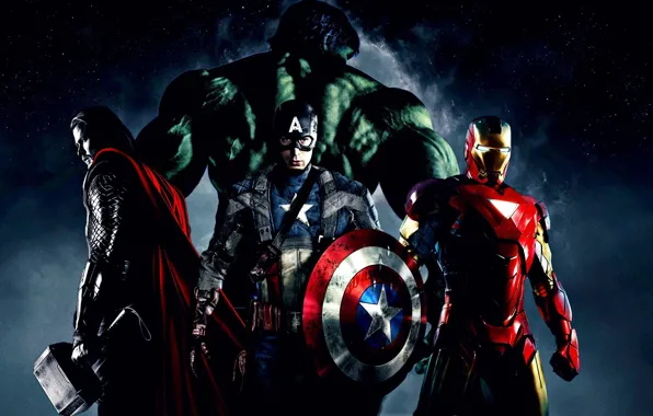 Picture Hulk, Thor, captain America, the Avengers, elezny people