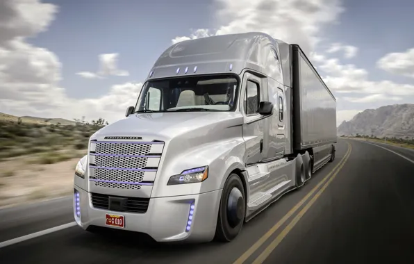 Road, future, movement, desert, speed, track, Truck, Freightliner