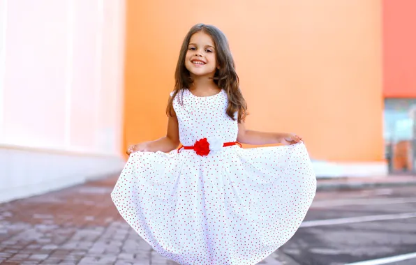 Pose, smile, hair, dress, girl