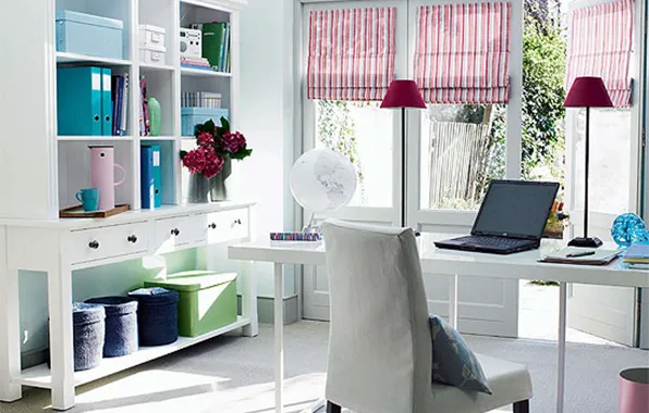 Design, style, table, room, interior, pastel color, modern office