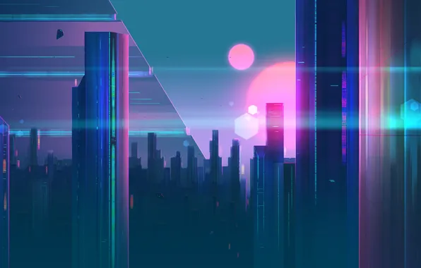 Music, The city, Style, Skyscrapers, Building, Background, Fantasy, Art