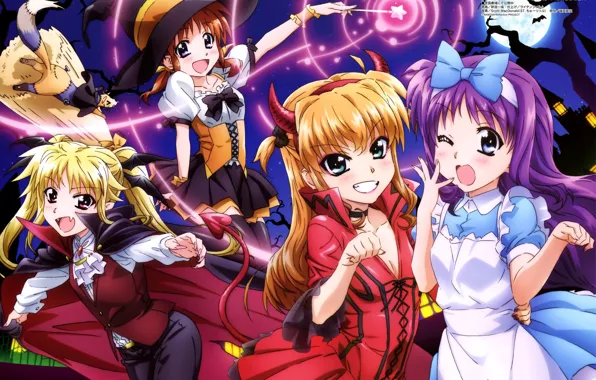 Girls, smile, costumes, Halloween