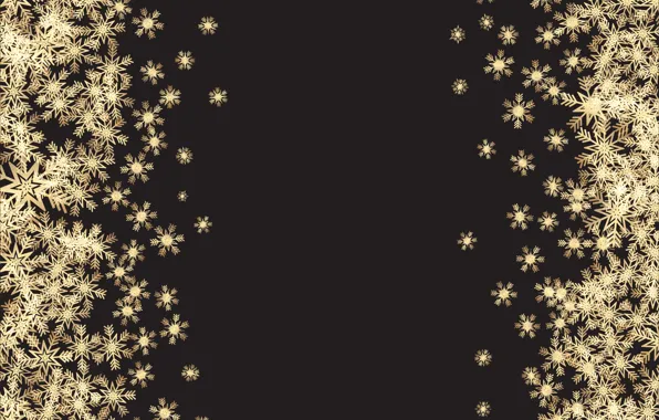 Picture snowflakes, background, black, texture, gold, snowflakes