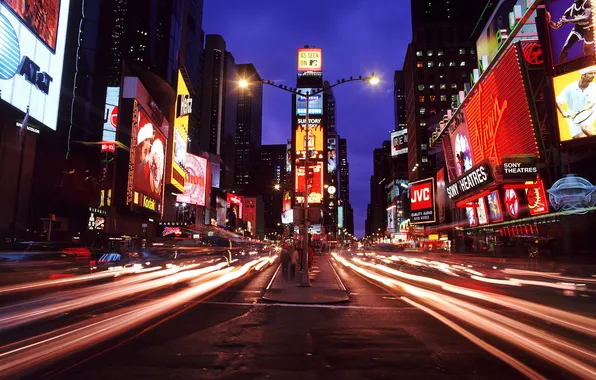New York, night city, megapolis, times square