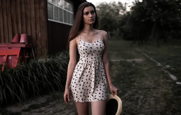 Look, girl, feet, dress