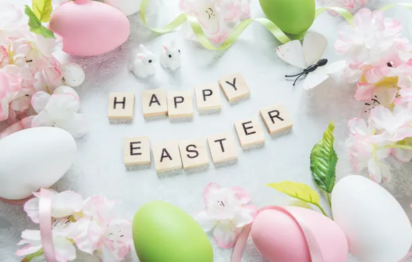 Flowers, Easter, flowers, spring, Easter, eggs, Happy