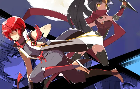 Night, weapons, girls, the moon, anime, art, characters, Fate / Grand Order