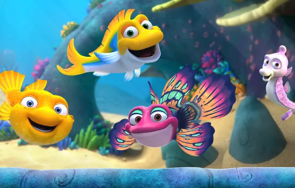 Fish, aquarium, Splash and Bubbles