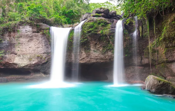 Picture forest, landscape, river, rocks, waterfall, summer, forest, tropical