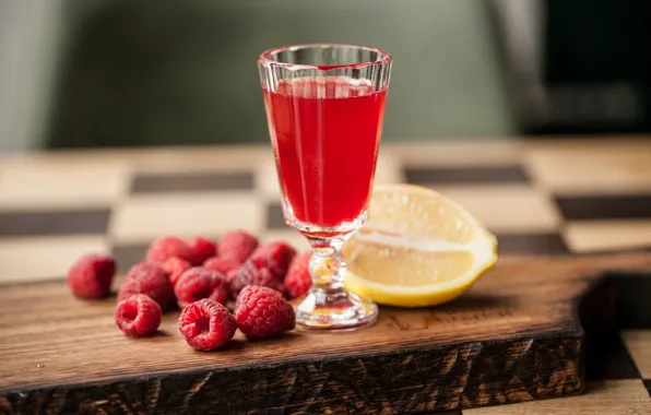 Raspberry, lemon, juice