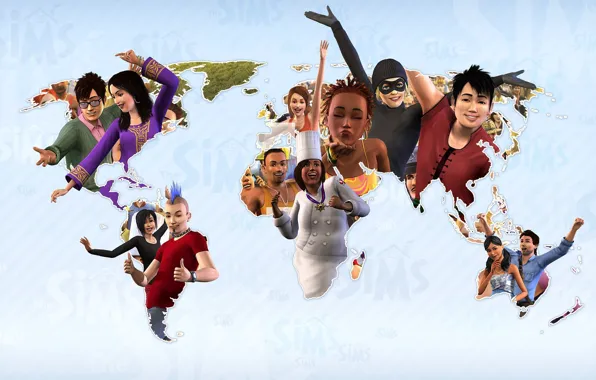 Map, characters, simulator, The Sims 3