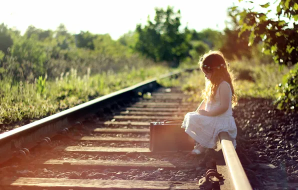 Mood, girl, railroad