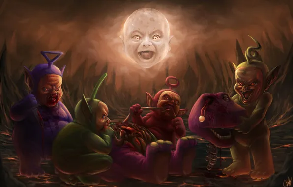 Picture death, Tinky Winky, Laa-Laa, Dipsy, Teletubbies, Teletubbies