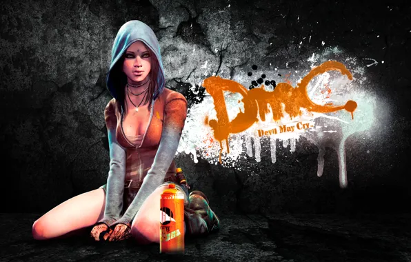 Picture girl, game, graffiti, art, background, DmC, Devil May Cry, Kat