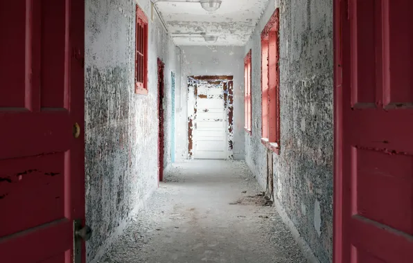 Wall, door, corridor