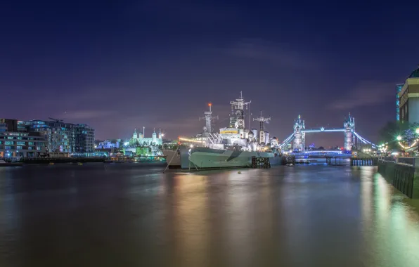 Night, London, ships